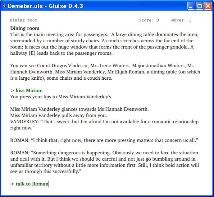 A screen shot of the Demeter game.